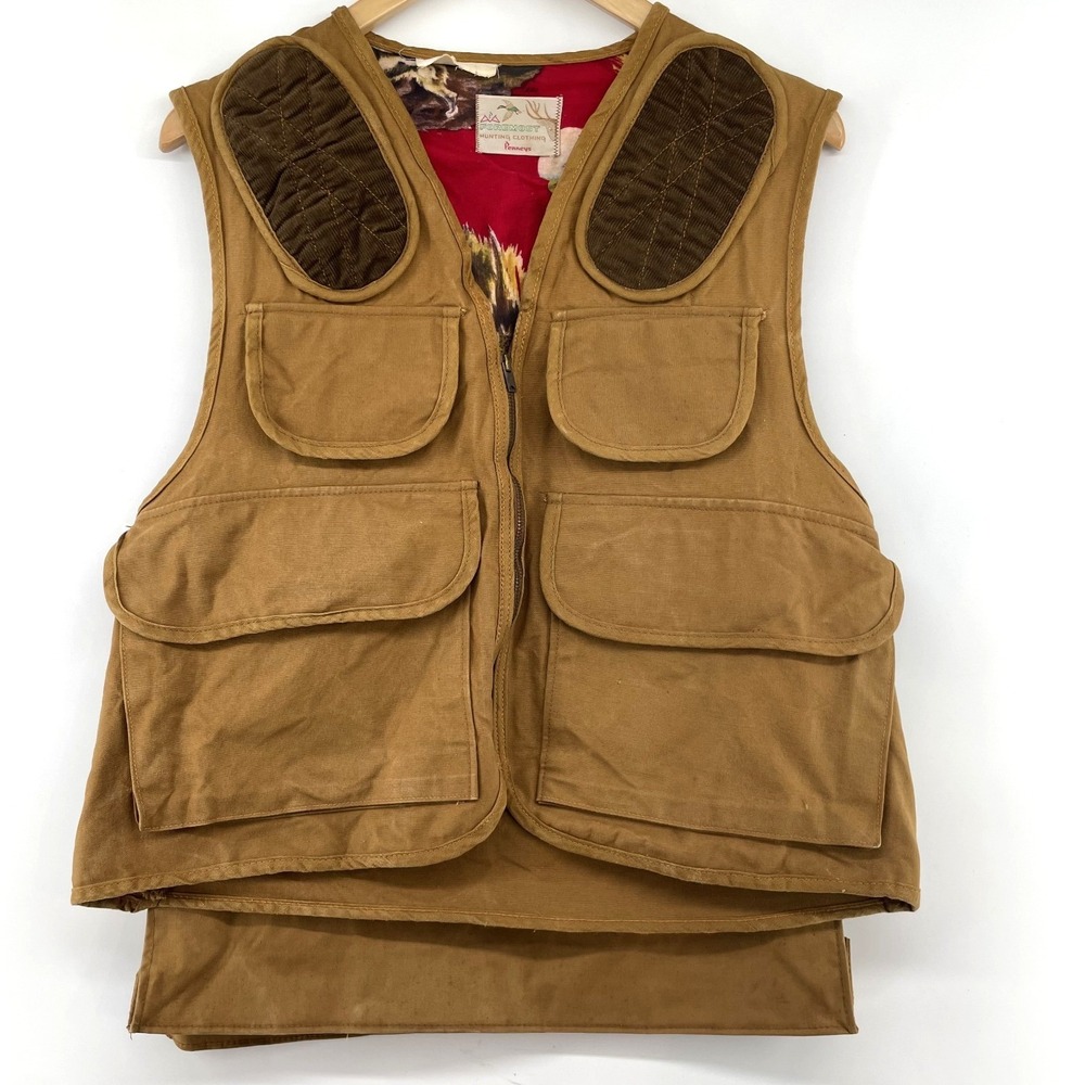 VTG 60s Penneys Foremost Hunting Clothing Canvas Shooting Vest M Removable Pouch